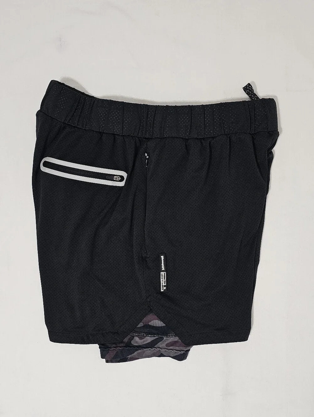 YoungLA Men’s 2-in-1 Training Shorts Black Camo Compression Liner Size L